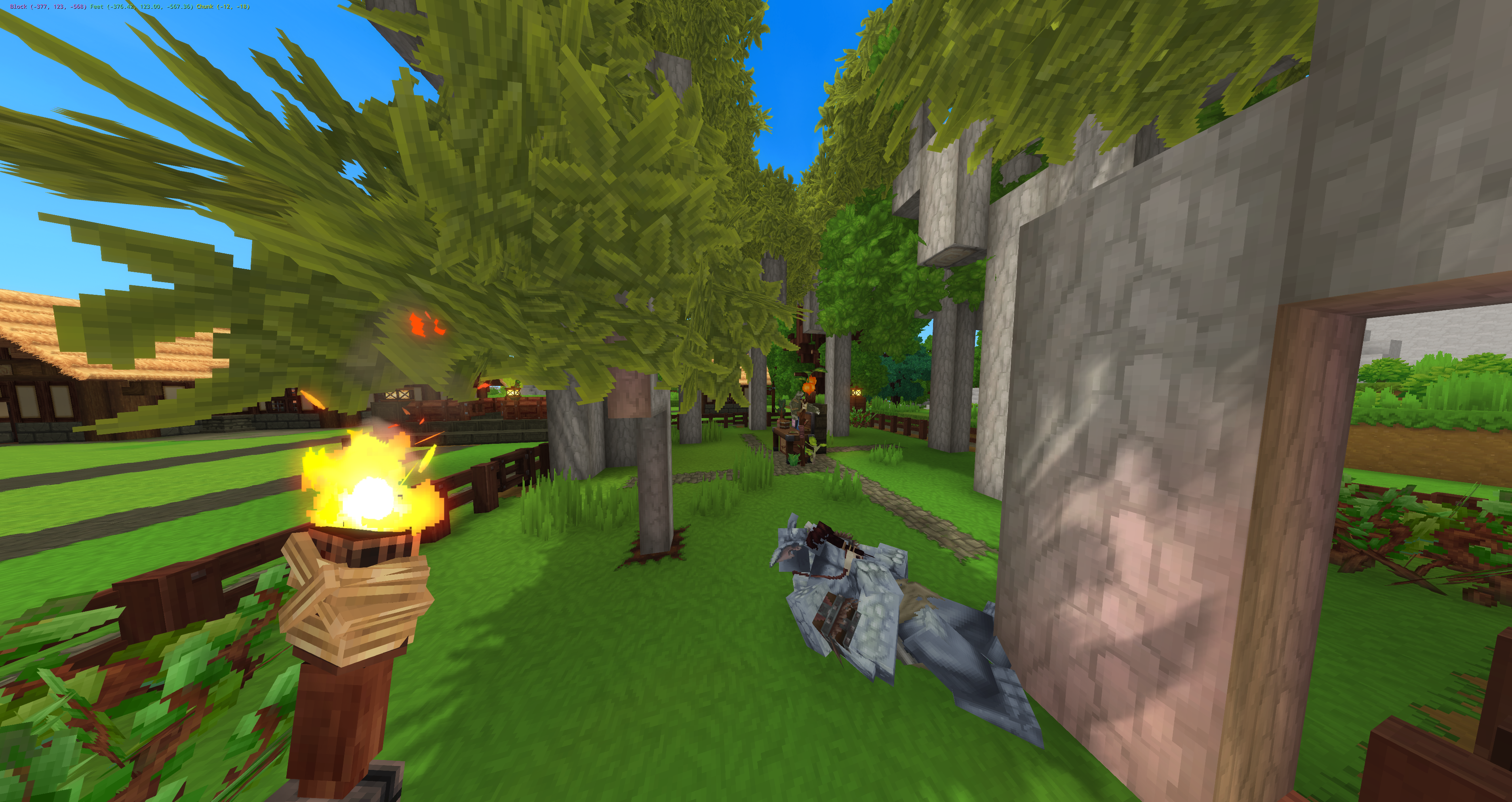 Gronkh working near the Lumbering Workstation, deep in the tree line